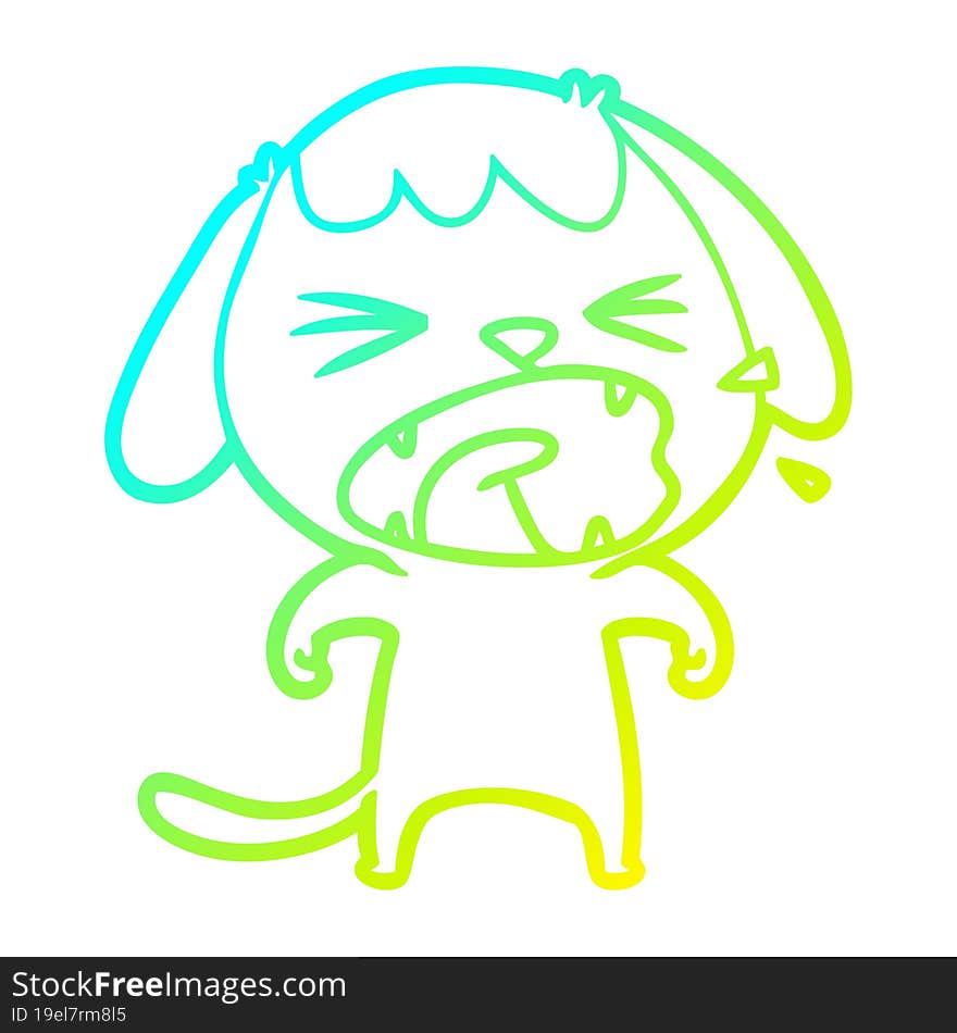 cold gradient line drawing of a cute cartoon dog