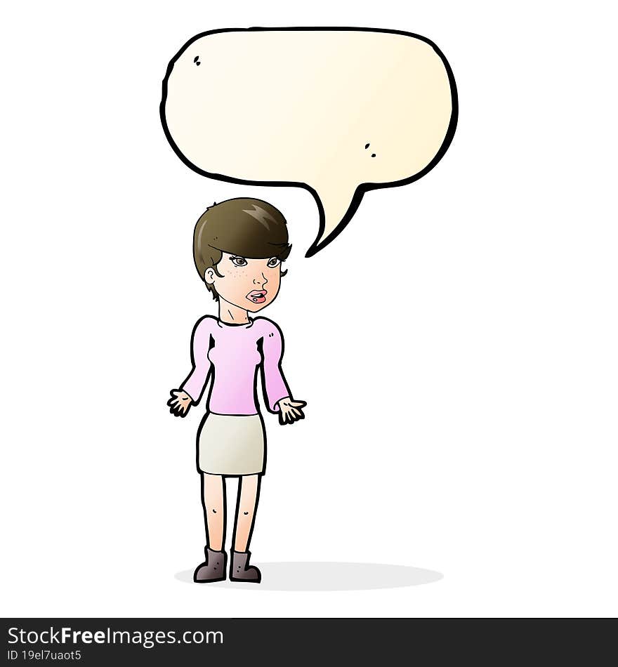 cartoon confused woman with speech bubble