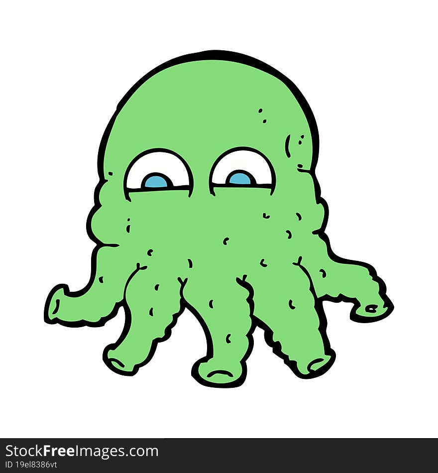 cartoon alien squid face