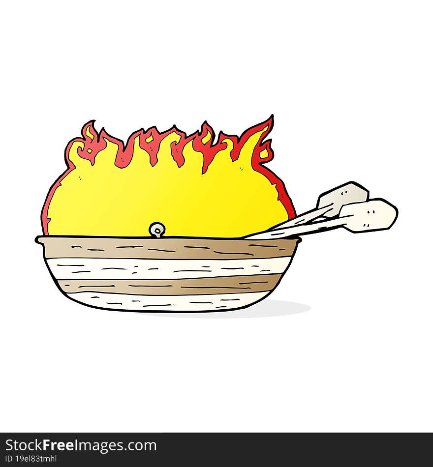 cartoon burning boat