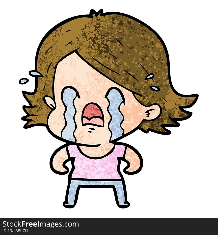 cartoon woman crying. cartoon woman crying