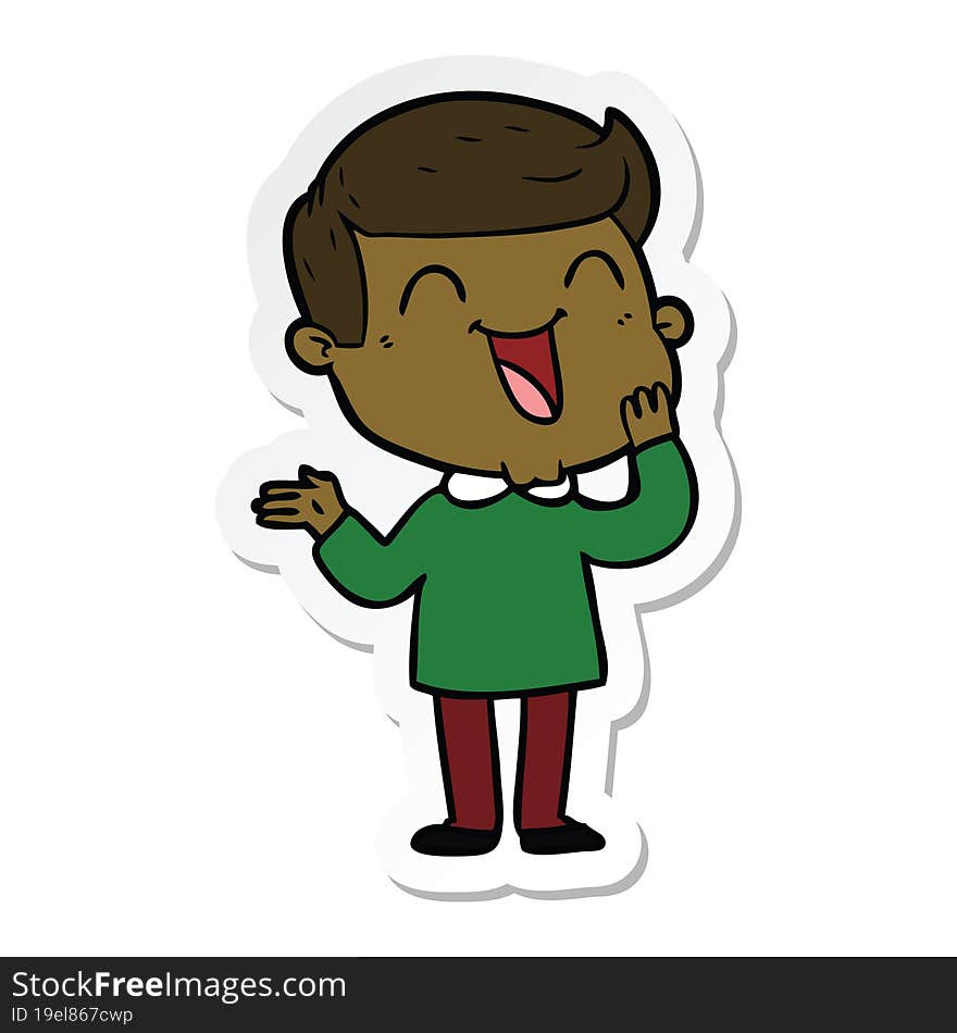 sticker of a cartoon happy man