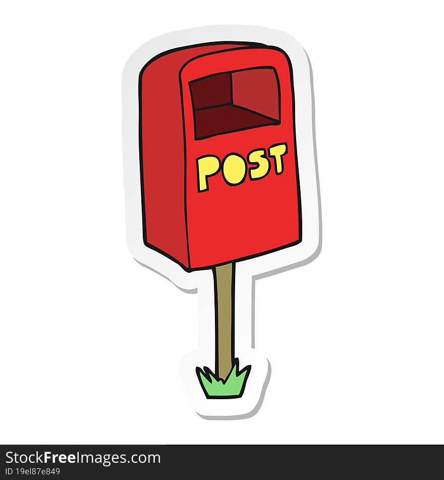 sticker of a cartoon post box