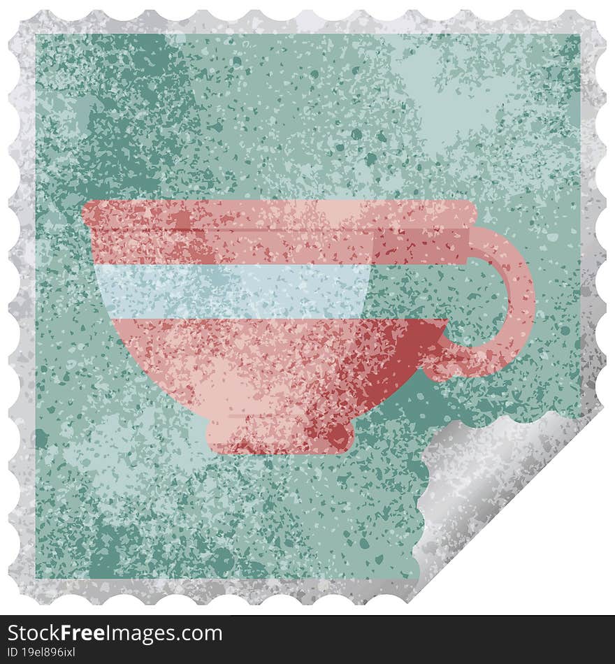 coffee cup graphic vector illustration square sticker stamp