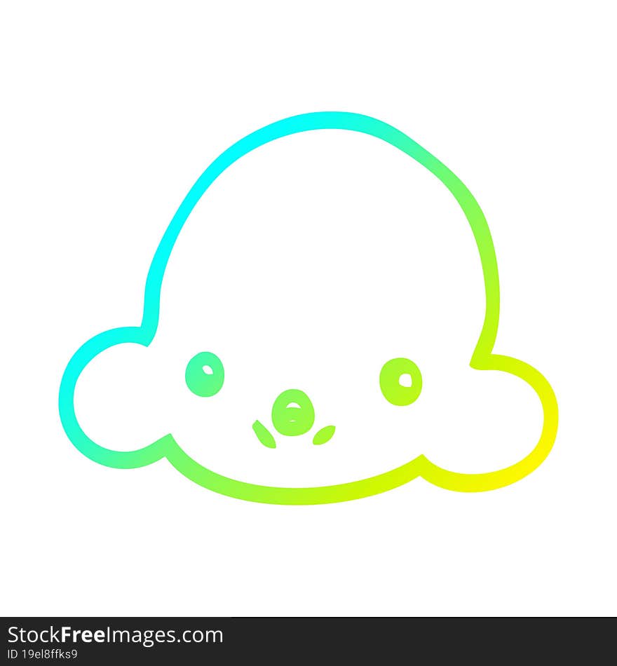 cold gradient line drawing cartoon cloud