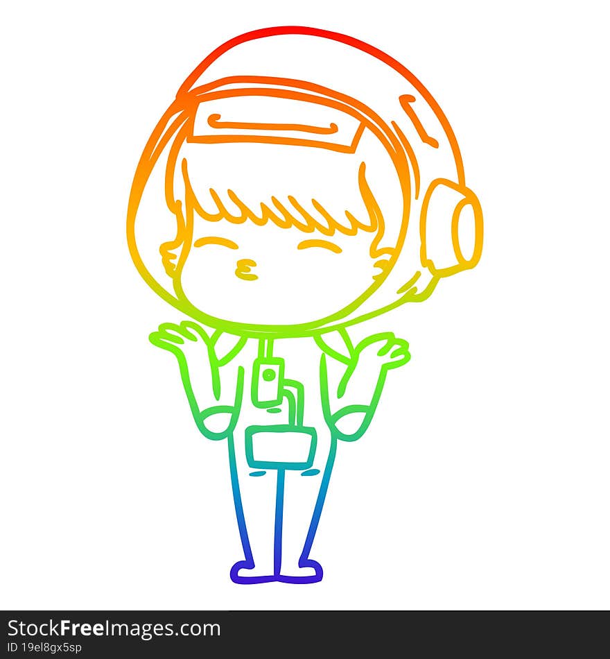 rainbow gradient line drawing cartoon curious astronaut