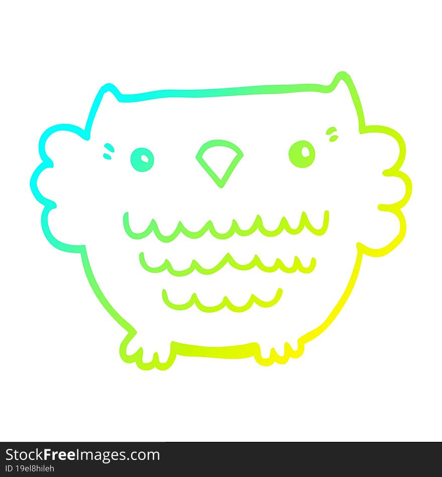 cold gradient line drawing of a cartoon owl