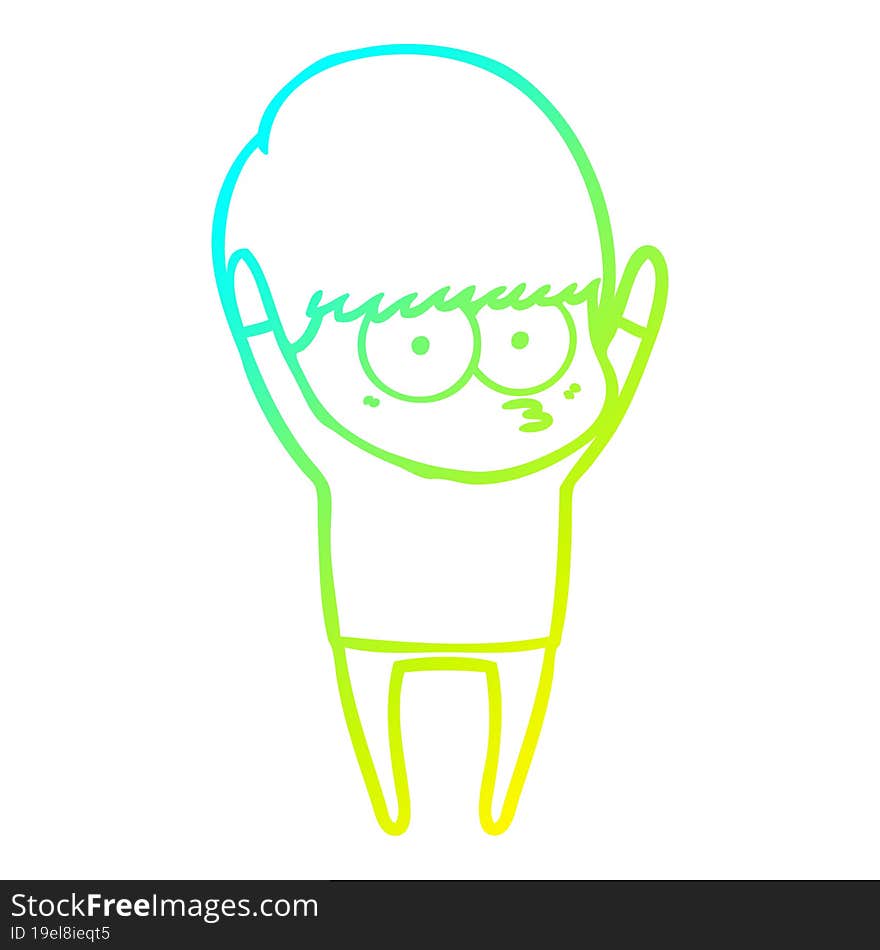 cold gradient line drawing stretching cartoon boy