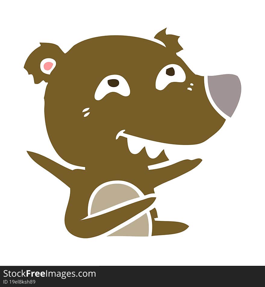 Flat Color Style Cartoon Bear Showing Teeth