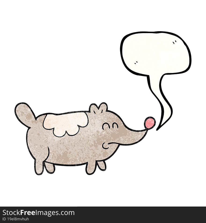 speech bubble textured cartoon small fat dog