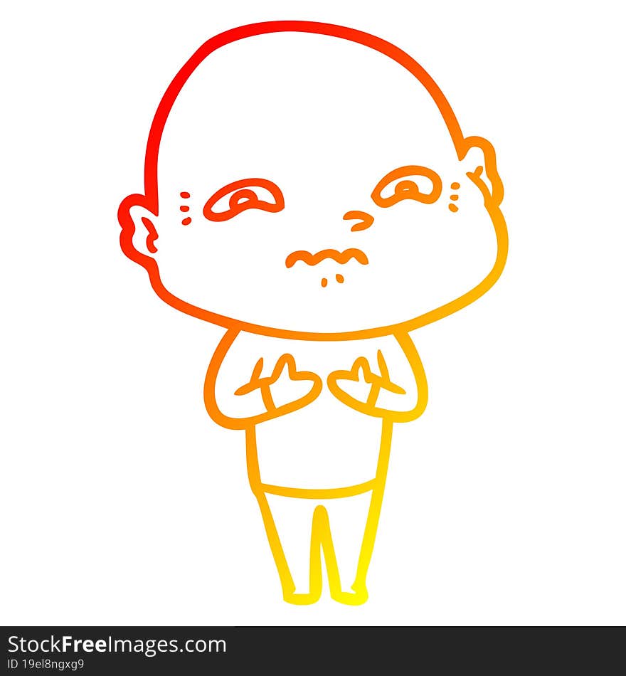 warm gradient line drawing cartoon nervous man