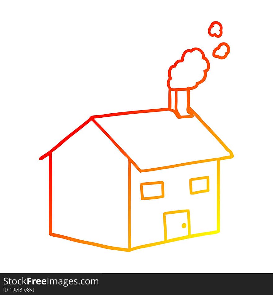 warm gradient line drawing cartoon house