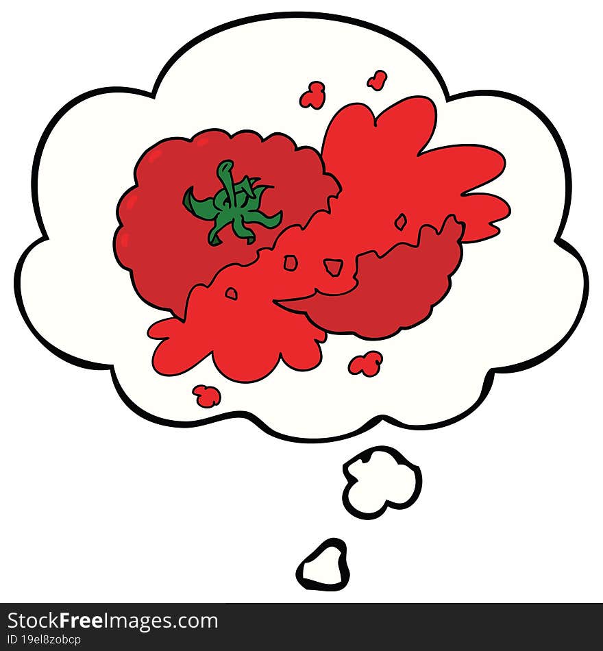 cartoon squashed tomato and thought bubble