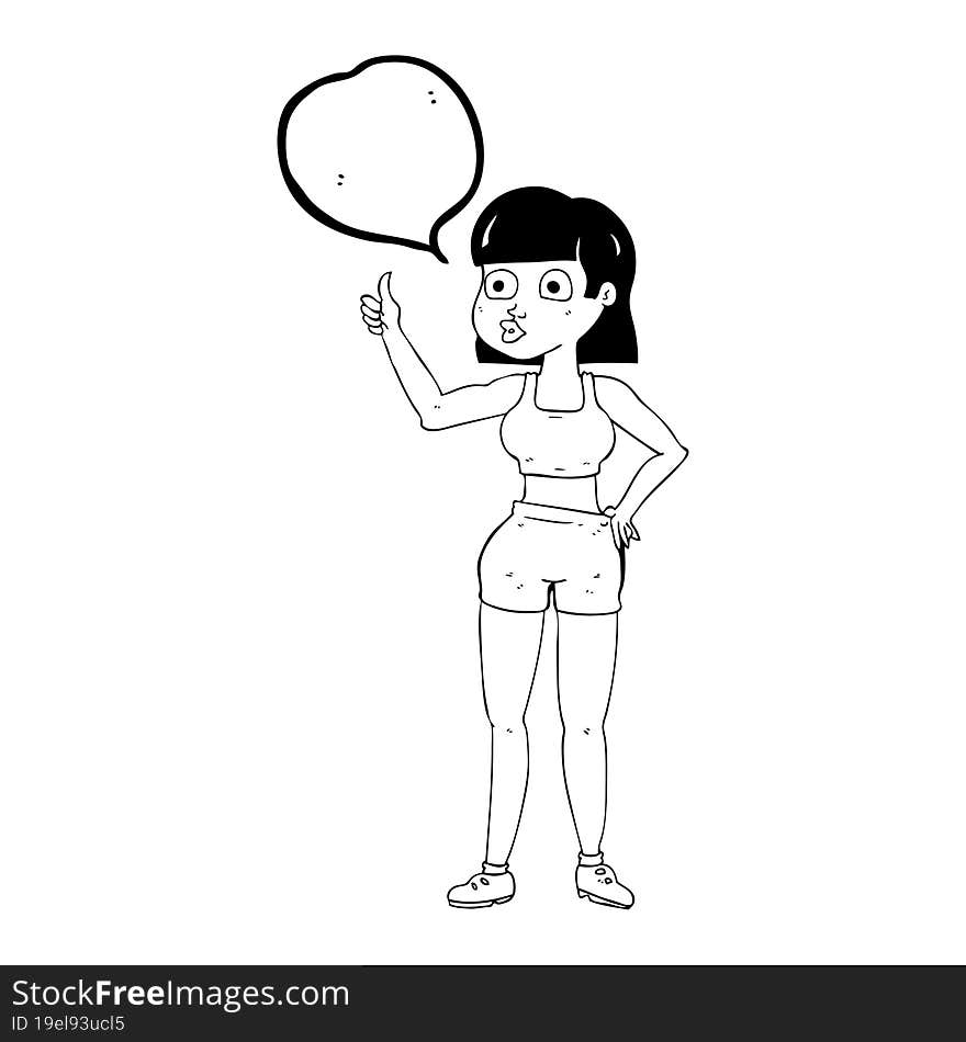 speech bubble cartoon gym woman