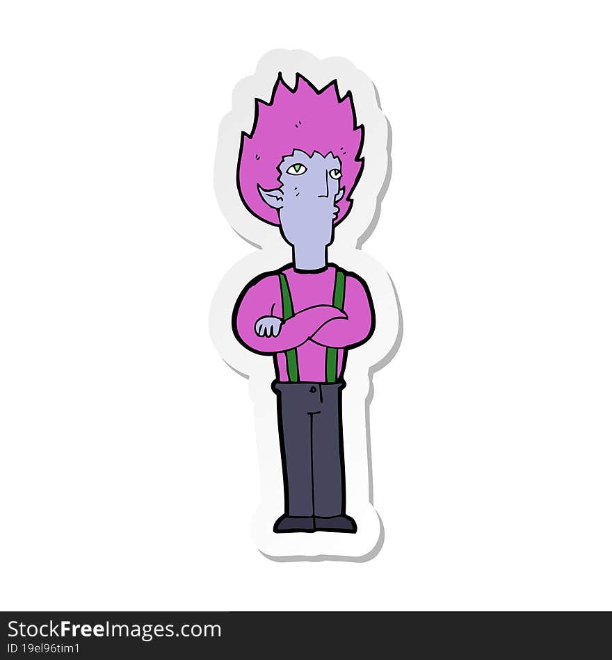 sticker of a cartoon vampire man