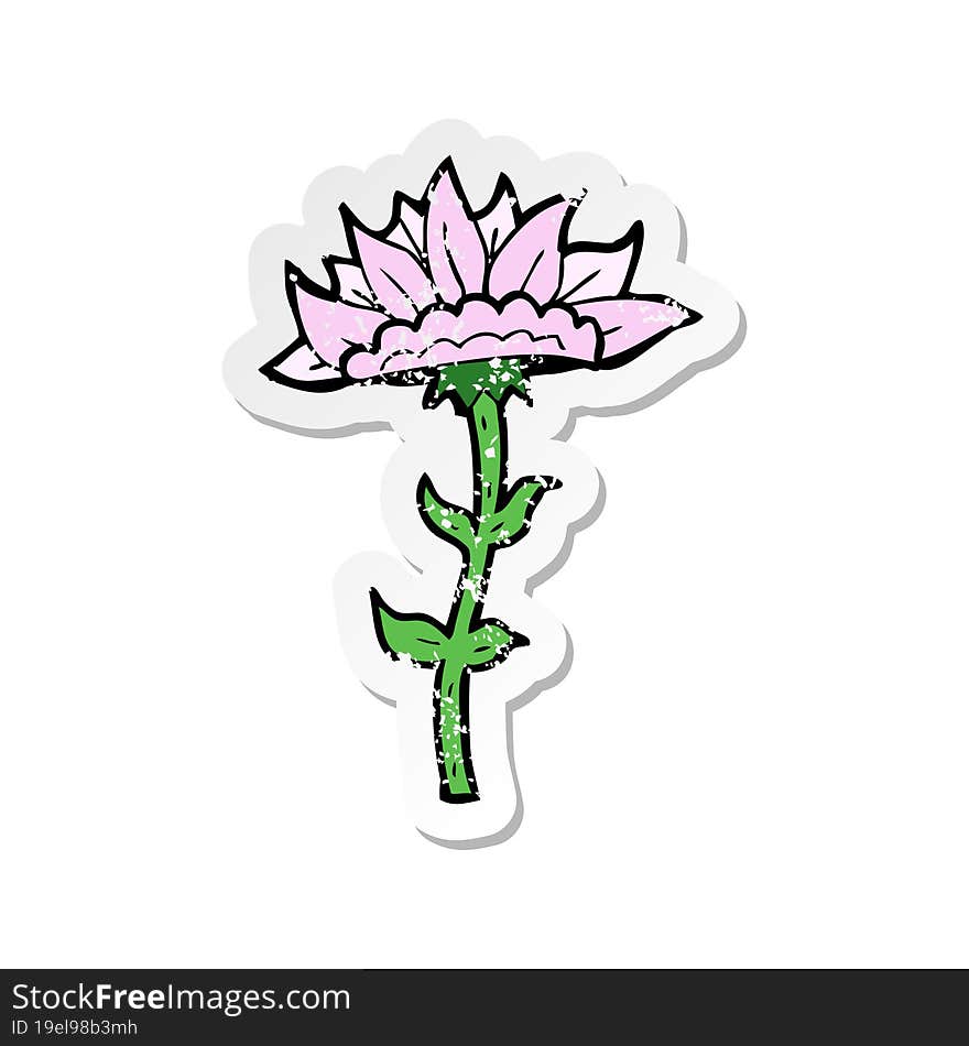 retro distressed sticker of a cartoon flower