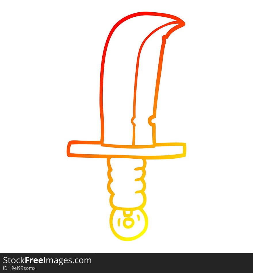 warm gradient line drawing cartoon of an old bronze sword