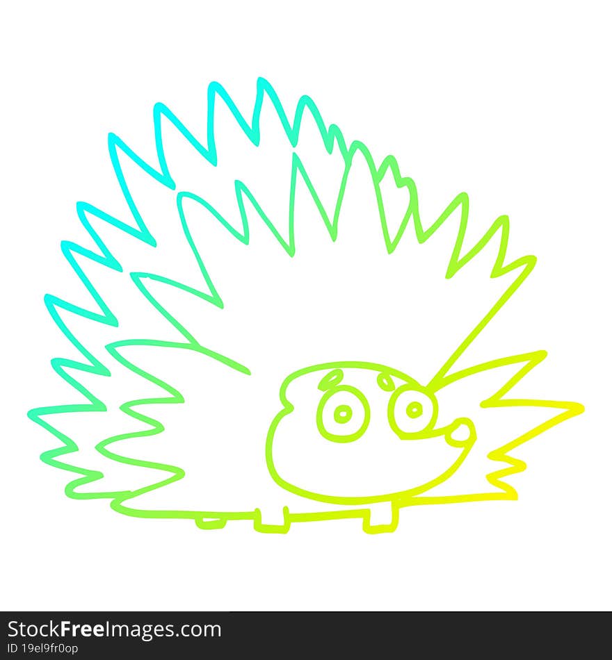 cold gradient line drawing cartoon spiky hedgehog