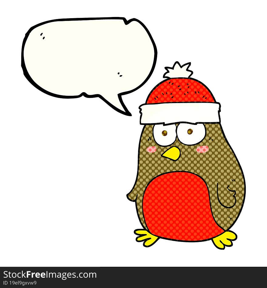 Comic Book Speech Bubble Cartoon Christmas Robin