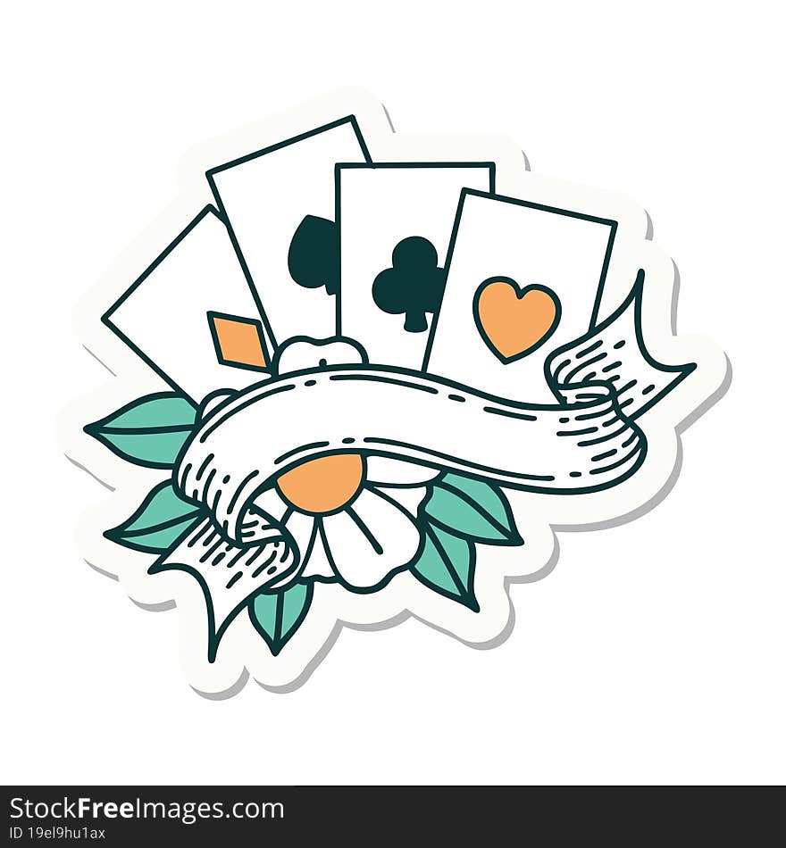 sticker of tattoo in traditional style of cards and banner. sticker of tattoo in traditional style of cards and banner