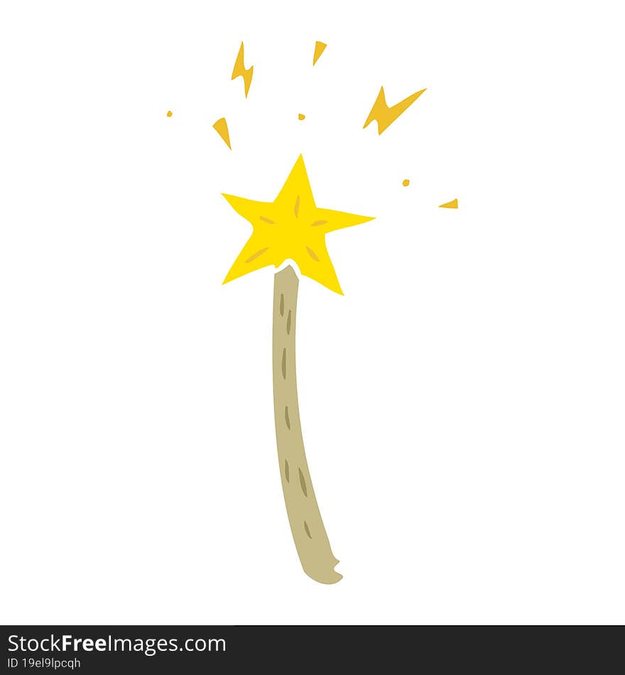 flat color style cartoon magic star wand