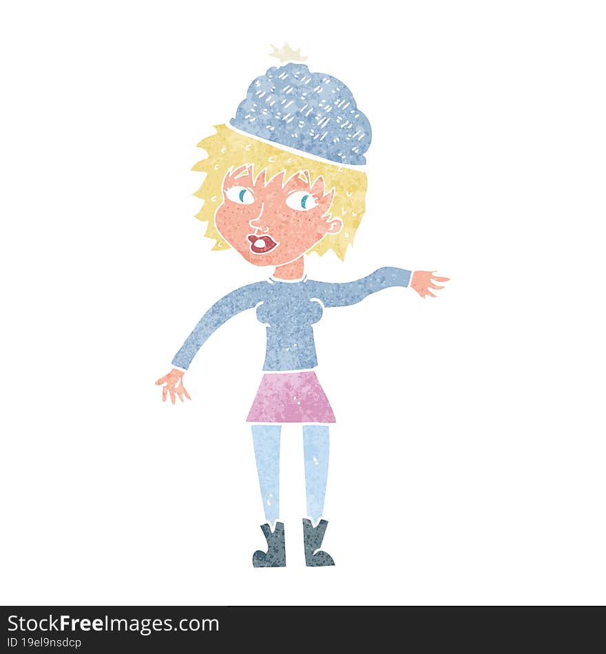 Cartoon Woman Wearing Hat