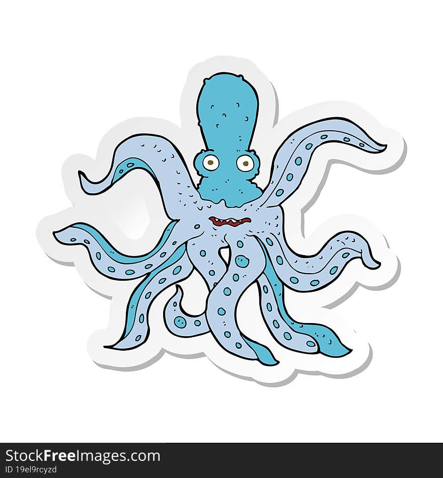 Sticker Of A Cartoon Giant Octopus