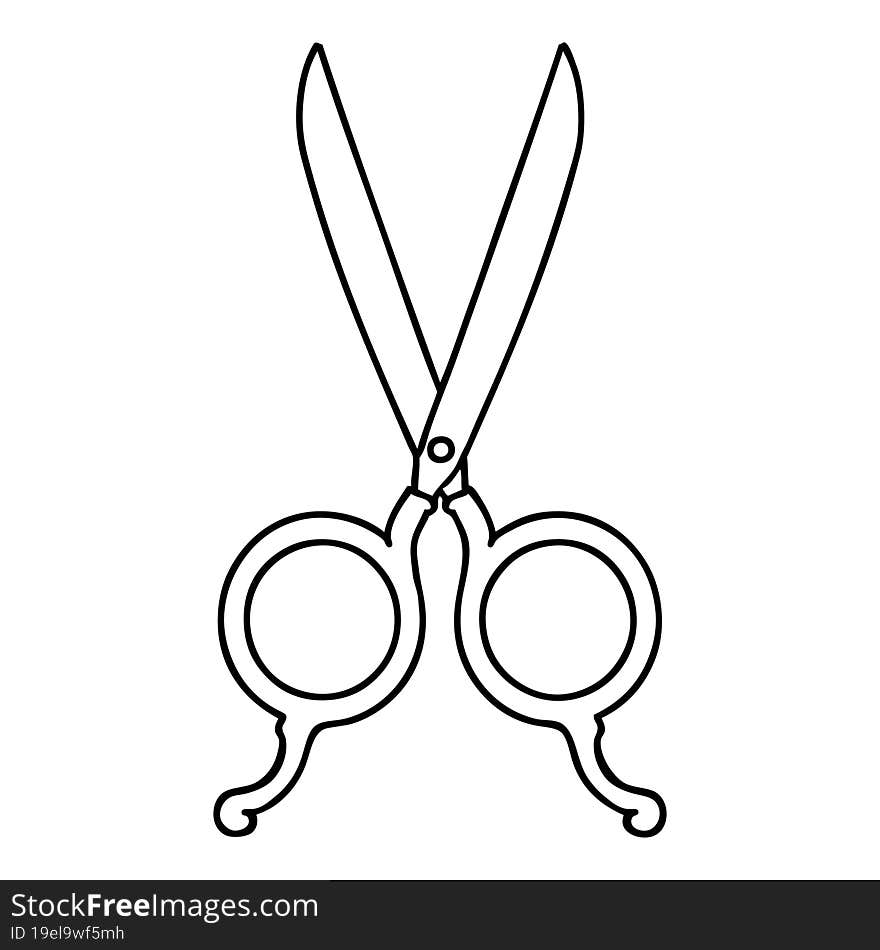 black line tattoo of barber scissors