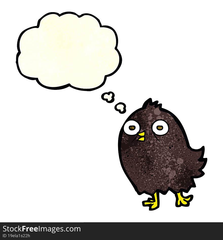 Funny Cartoon Bird With Thought Bubble