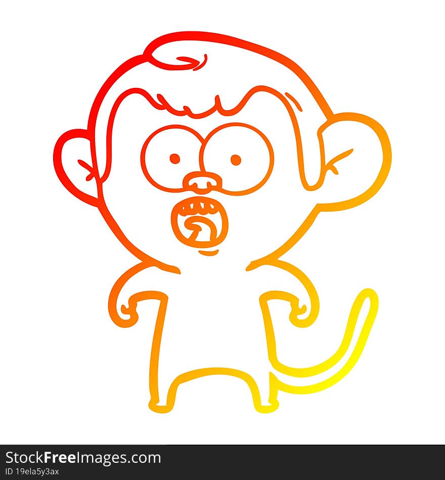 warm gradient line drawing cartoon shocked monkey