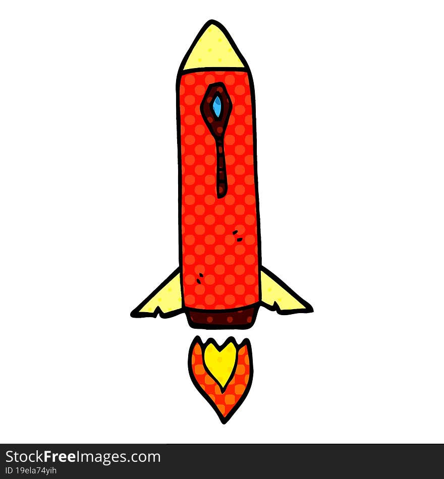 cartoon doodle space rocket