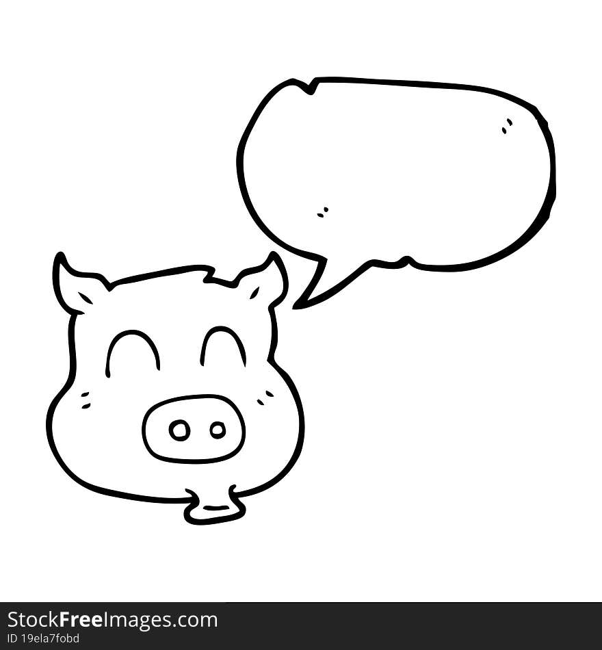 freehand drawn speech bubble cartoon pig