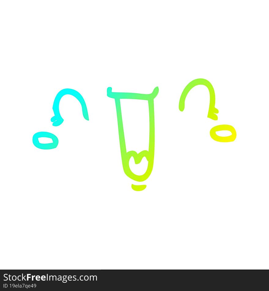 cold gradient line drawing happy cartoon face