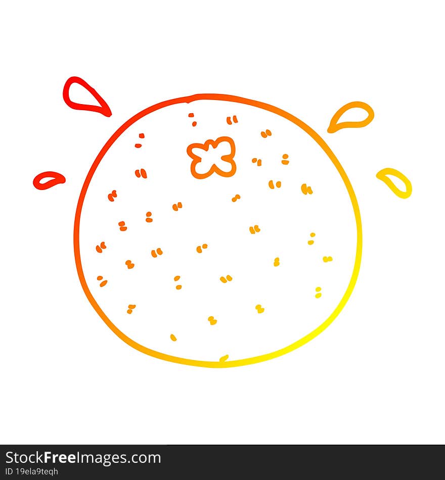 warm gradient line drawing of a cartoon orange