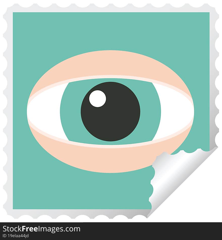 staring eye graphic square sticker stamp. staring eye graphic square sticker stamp