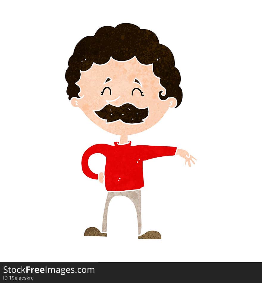 cartoon man making camp gesture