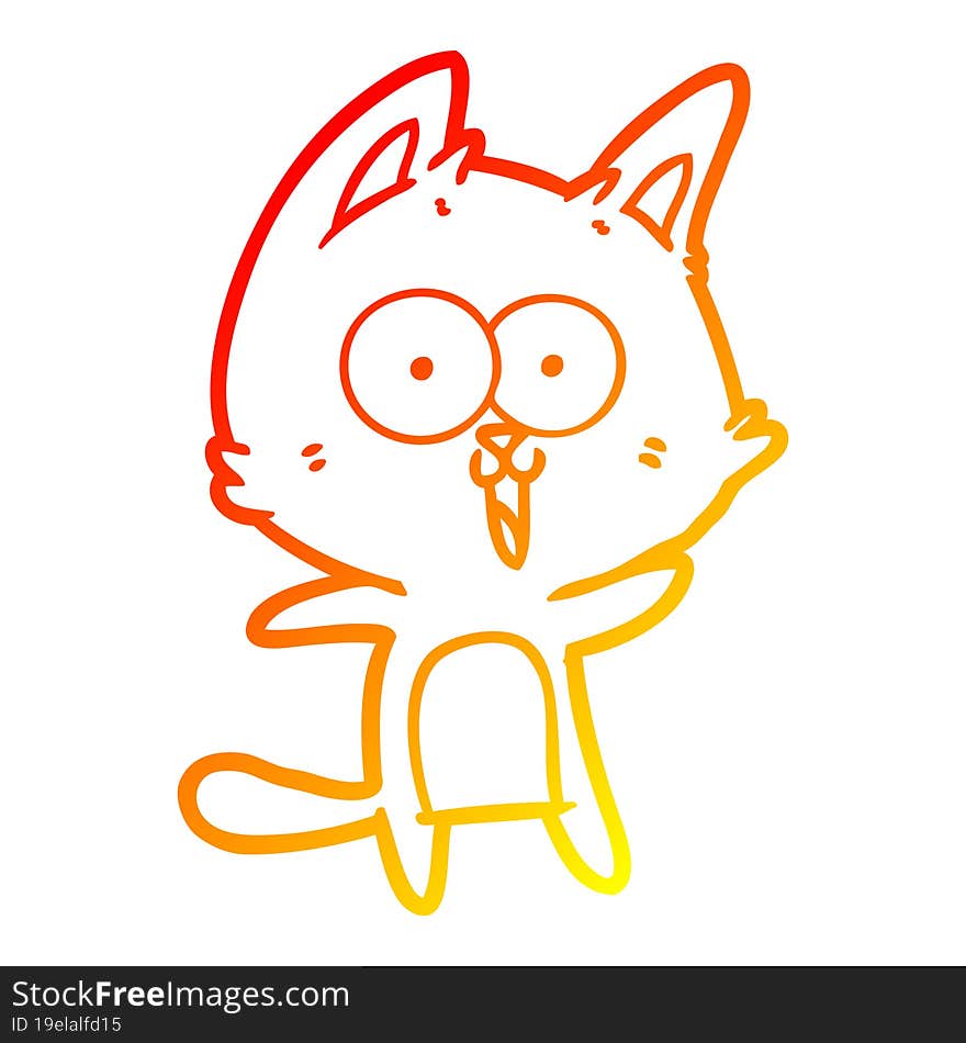 warm gradient line drawing funny cartoon cat