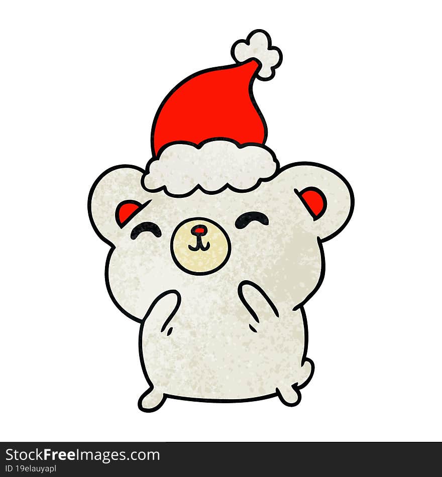 christmas textured cartoon of kawaii polar bear