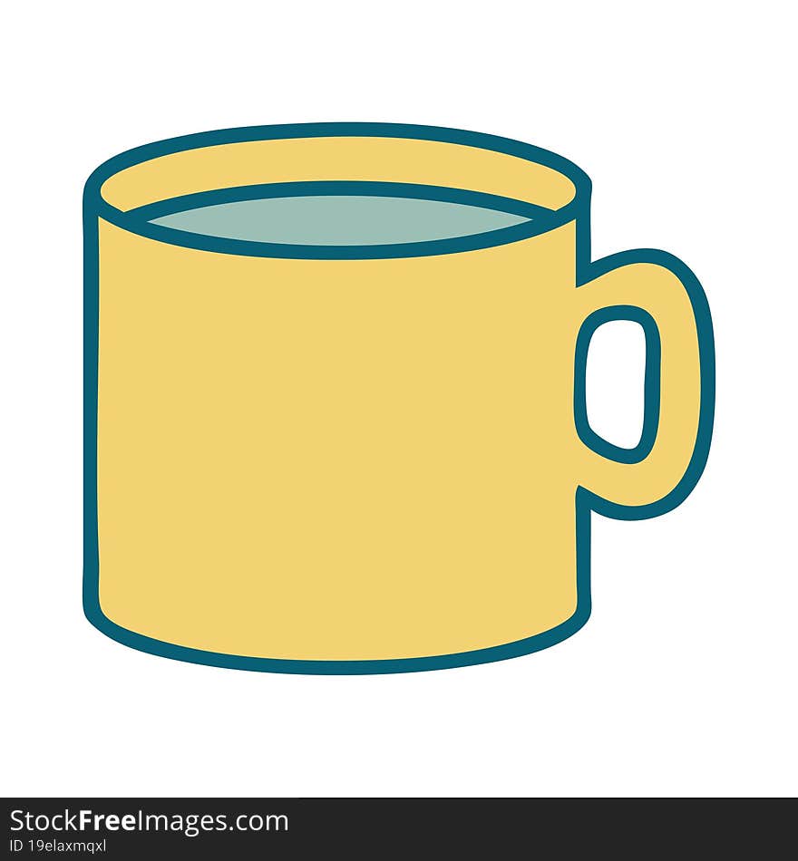 iconic tattoo style image of cup of coffee. iconic tattoo style image of cup of coffee