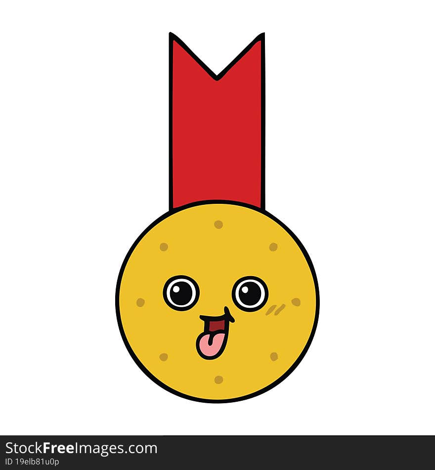 cute cartoon of a gold medal. cute cartoon of a gold medal