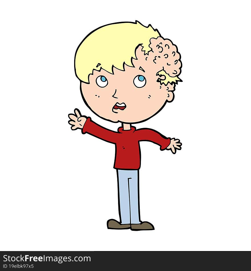 cartoon boy with growth on head