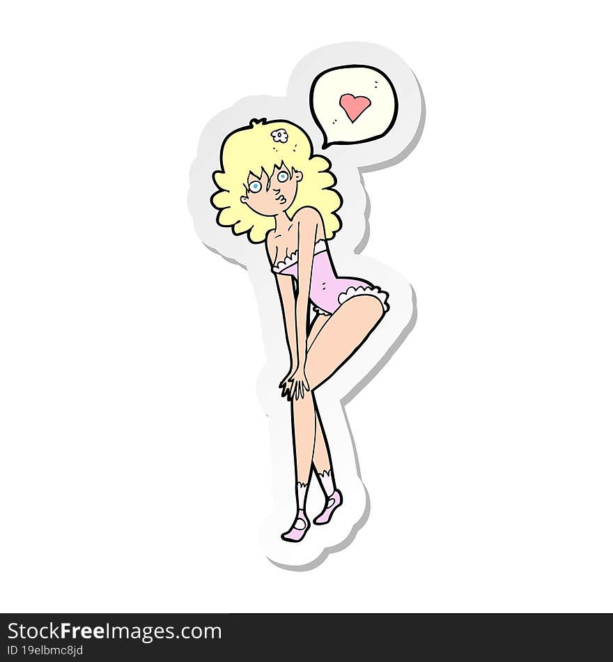 sticker of a cartoon pin up woman