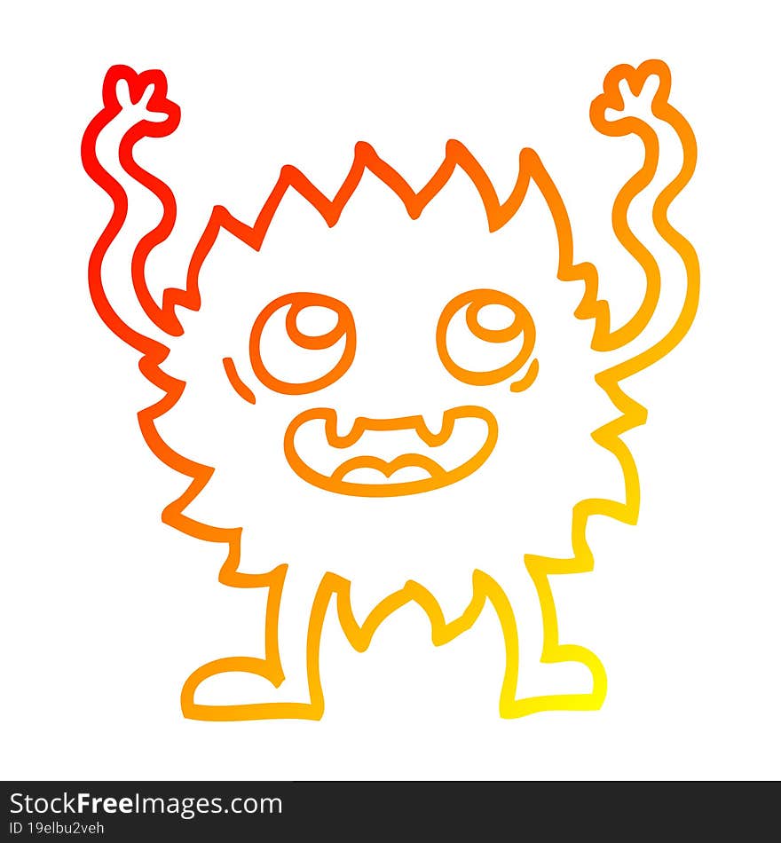 warm gradient line drawing cartoon funny furry monster