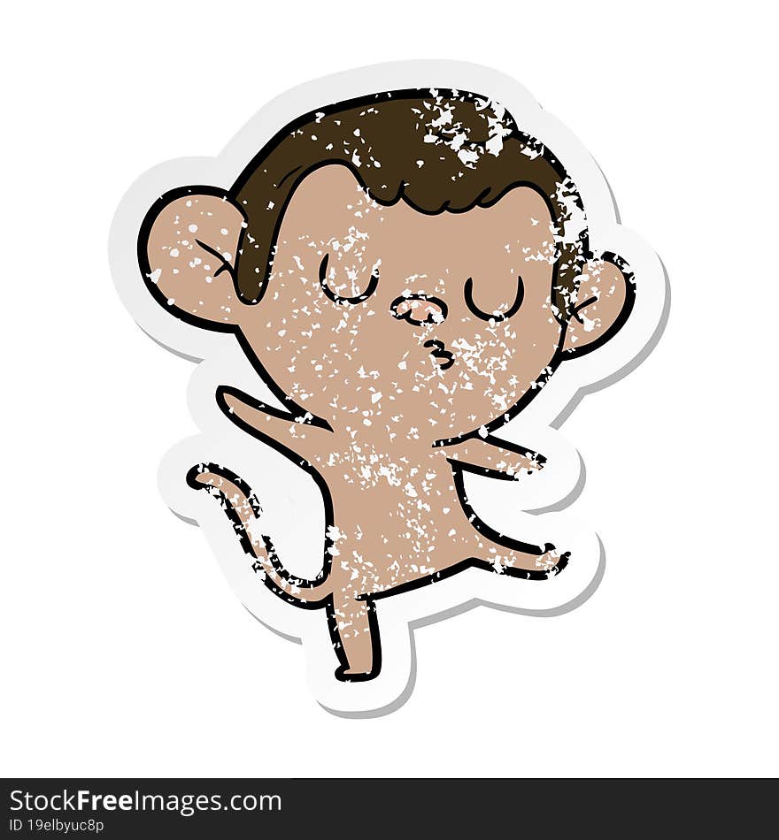 distressed sticker of a cartoon monkey