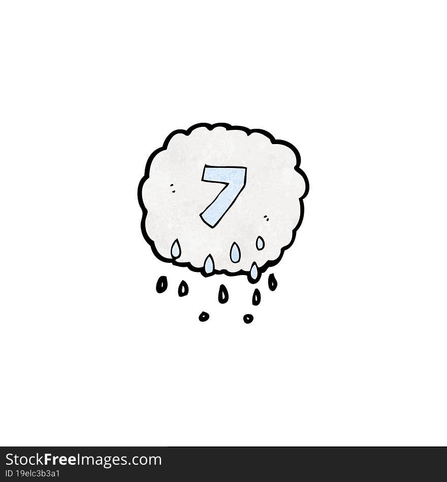 cartoon raincloud with number seven