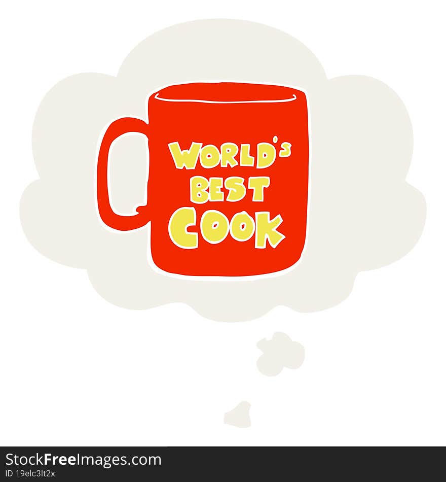 worlds best cook mug and thought bubble in retro style