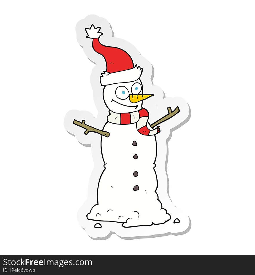 sticker of a cartoon snowman