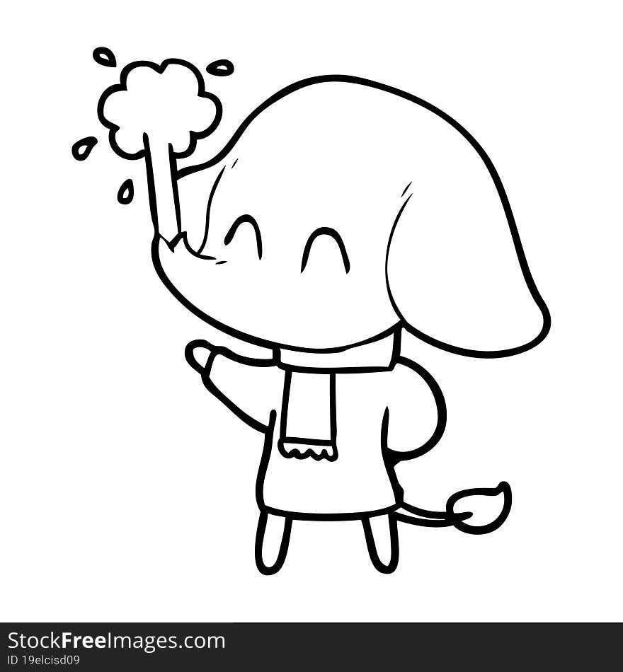 cute cartoon elephant spouting water. cute cartoon elephant spouting water