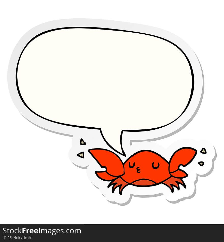 cartoon crab and speech bubble sticker