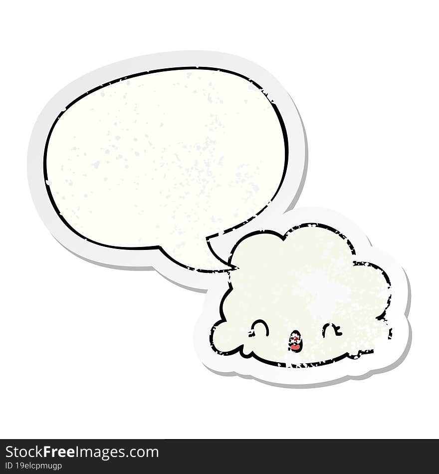 cartoon cloud and speech bubble distressed sticker